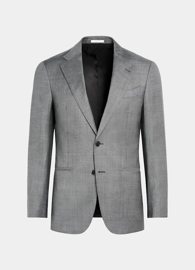 SUITSUPPLY All Season Pure S130's Wool by Drago, Italy Mid Grey Checked Tailored Fit Havana Suit