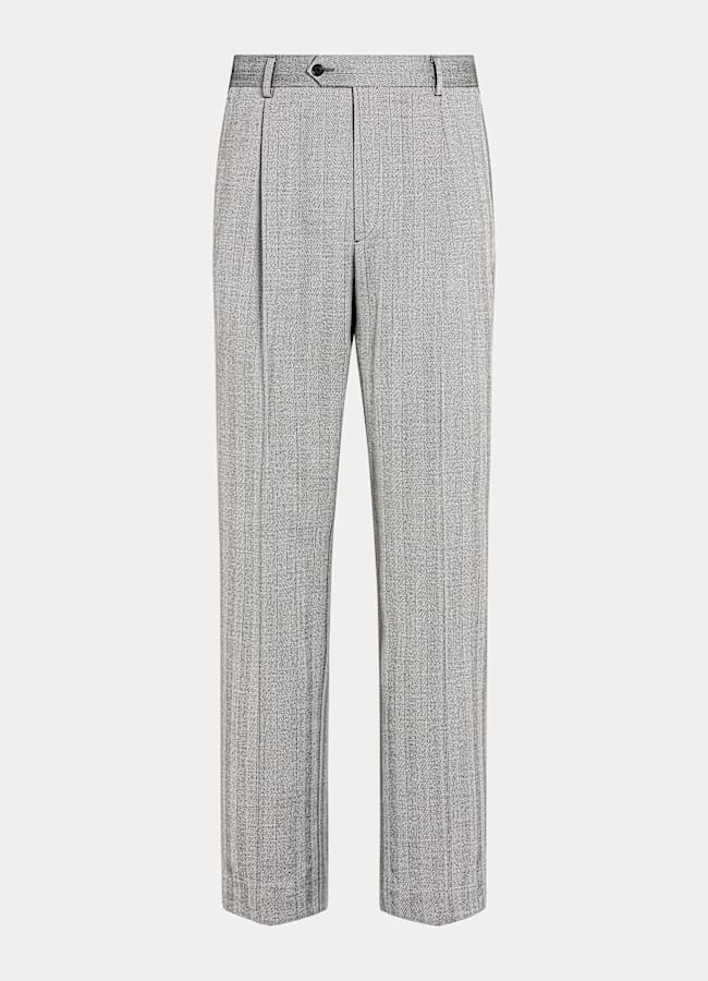 SUITSUPPLY All Season Wool Silk by Rogna, Italy Grey Herringbone Tailored Fit Milano Suit