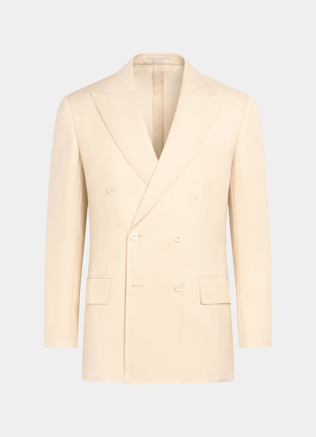 SUITSUPPLY All Season Wool Mohair by Vitale Barberis Canonico, Italy Light Yellow Tailored Fit Milano Suit