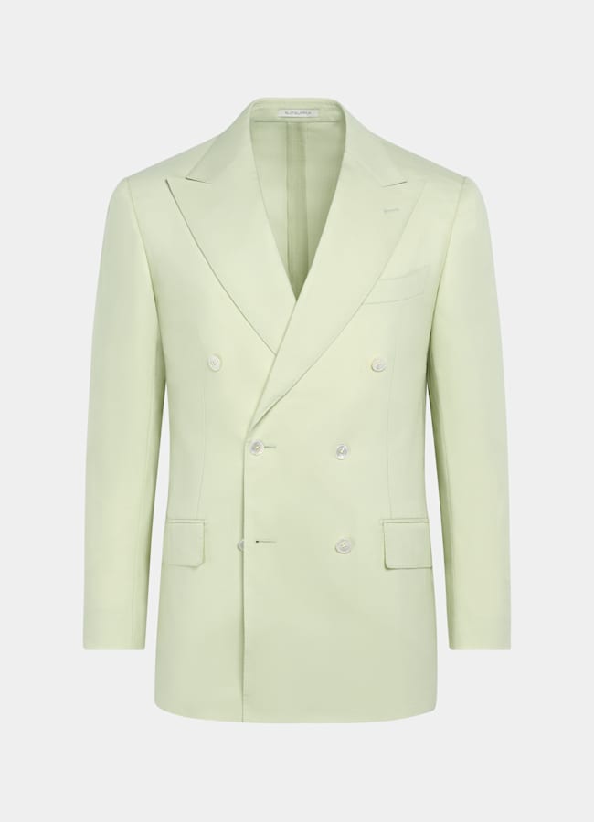 SUITSUPPLY All Season Wool Mohair by Rogna, Italy Light Green Tailored Fit Milano Suit