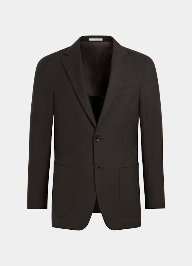 SUITSUPPLY Summer Wool Silk Linen by Rogna, Italy Dark Brown Tailored Fit Havana Suit