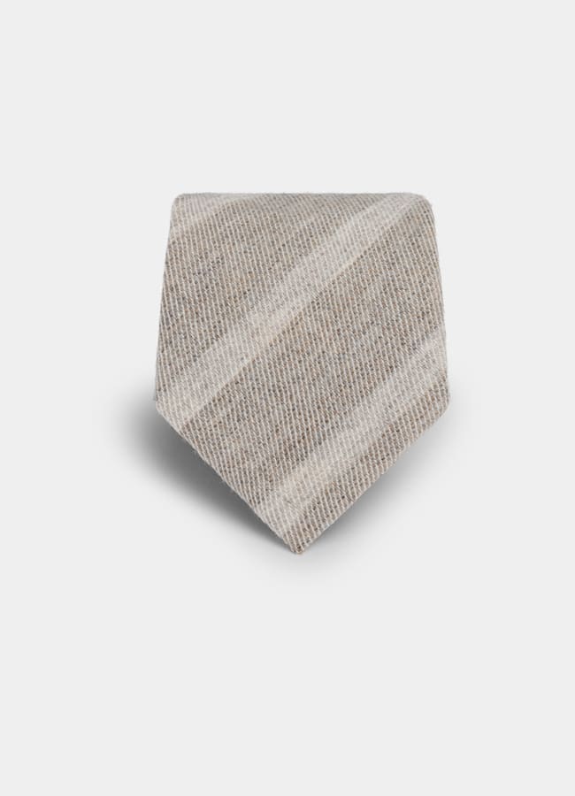 SUITSUPPLY Wool Silk by Magistri, Italy Grey Striped Tie