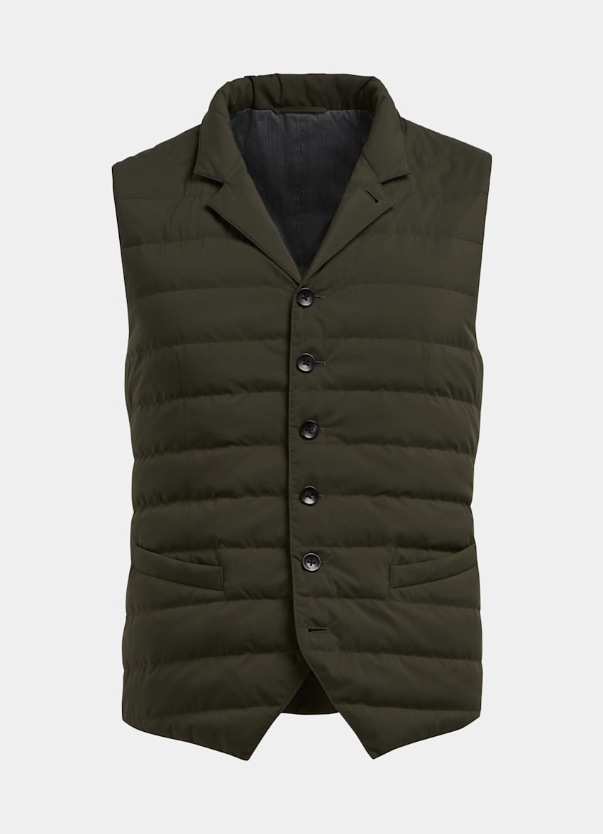 Mid Green Down Vest in Technical Fabric | SUITSUPPLY The Netherlands