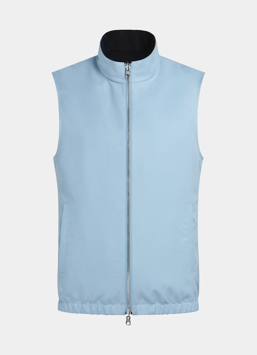SUITSUPPLY Water-Repellent Technical Fabric by Olmetex, Italy Navy & Light Blue Reversible Reversible Vest