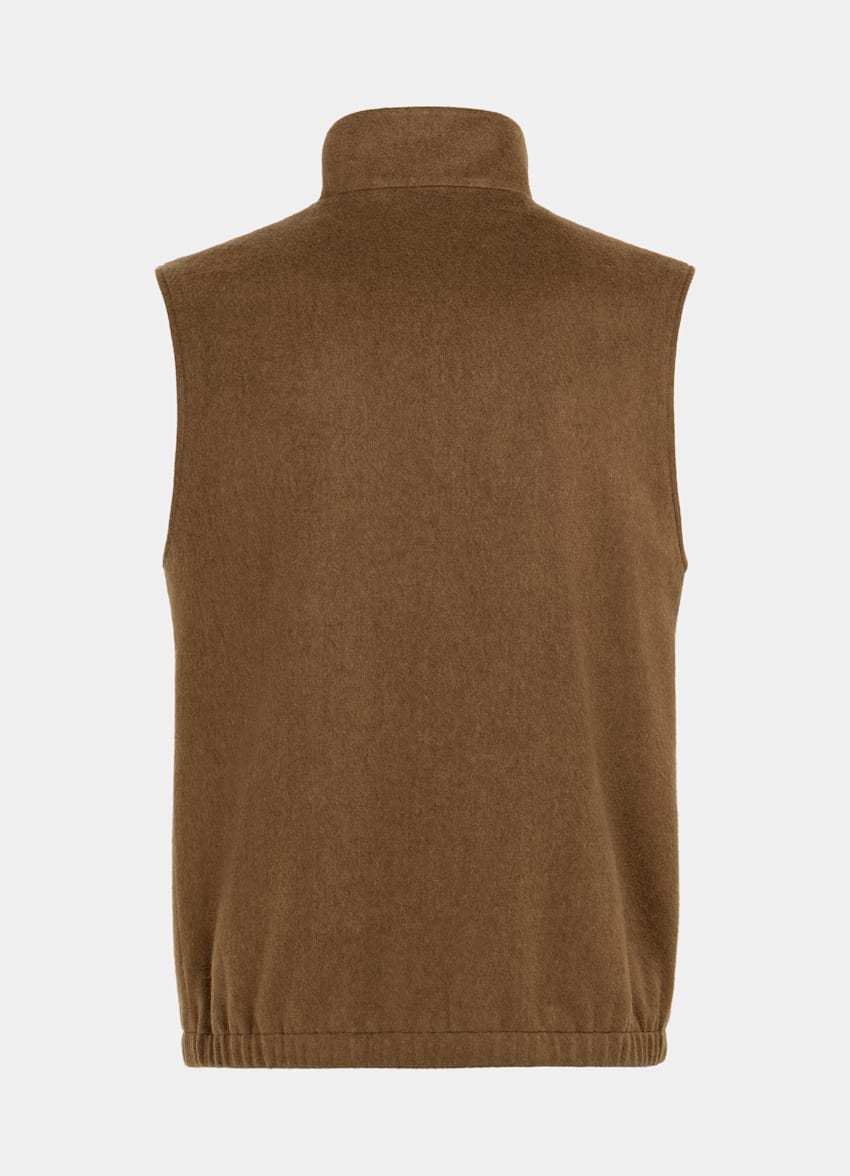 SUITSUPPLY Pure Cashmere by Rogna, Italy Mid Brown Zip Vest
