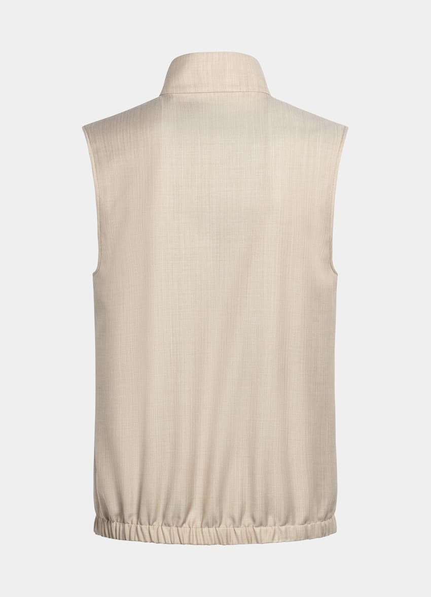 SUITSUPPLY Wool Mohair by Carlo Barbera, Italy Sand Herringbone Zip Vest