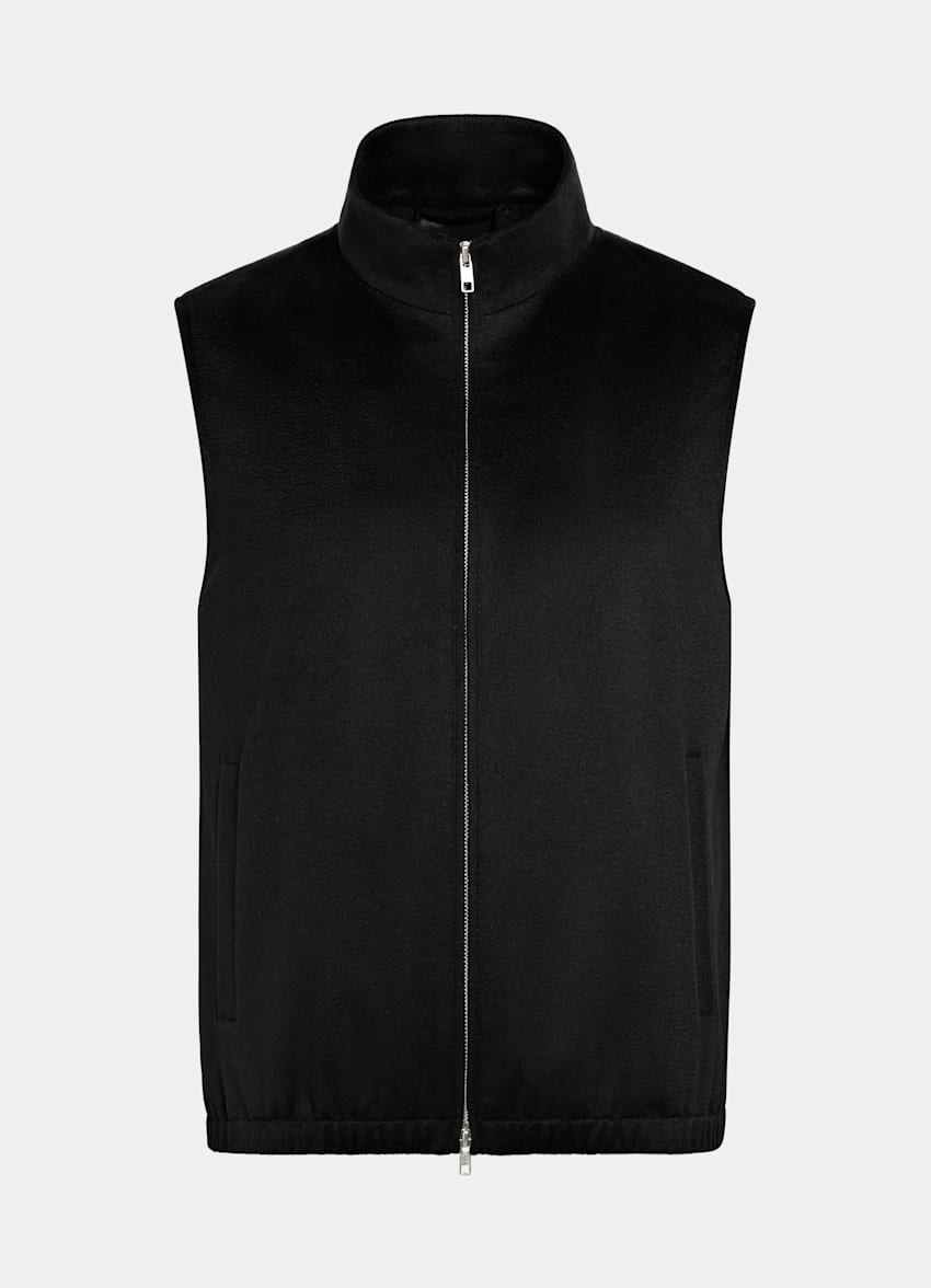 SUITSUPPLY Pure Cashmere by Rogna, Italy Black Zip Vest