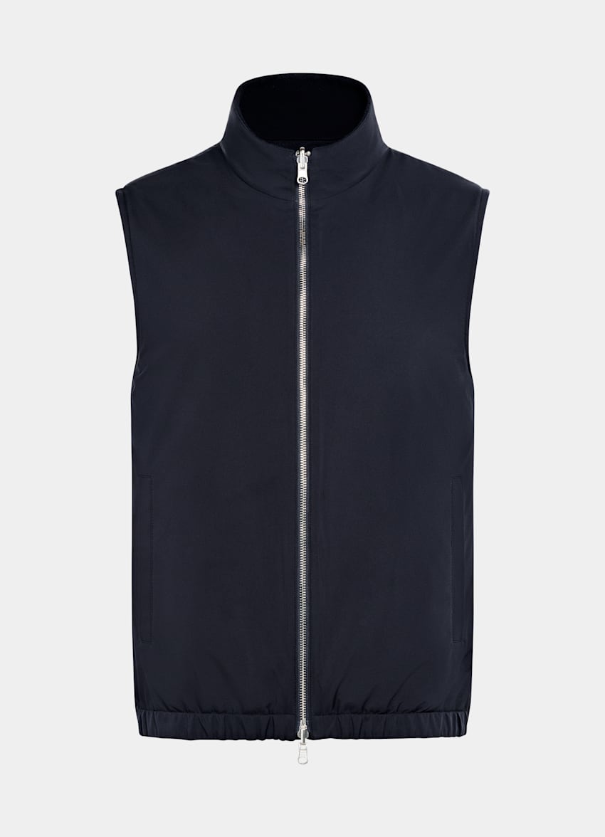 SUITSUPPLY Pure Cashmere by Colombo, Italy Navy Reversible Zip Vest
