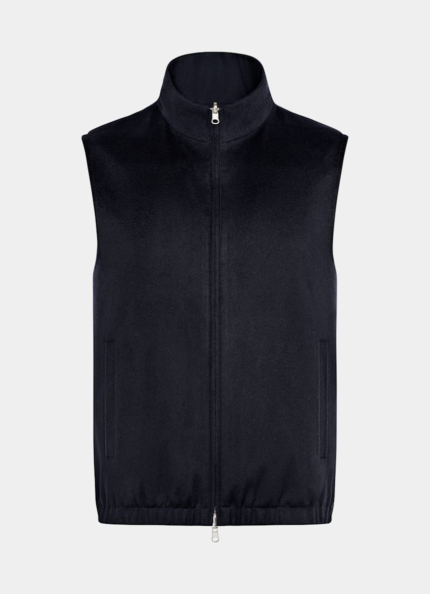 SUITSUPPLY Pure Cashmere by Colombo, Italy Navy Reversible Zip Vest