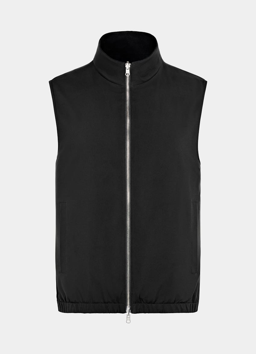 SUITSUPPLY Pure Cashmere by Colombo, Italy Black Reversible Zip Vest