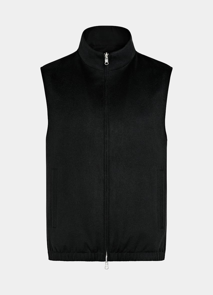 SUITSUPPLY Pure Cashmere by Colombo, Italy Black Reversible Zip Vest