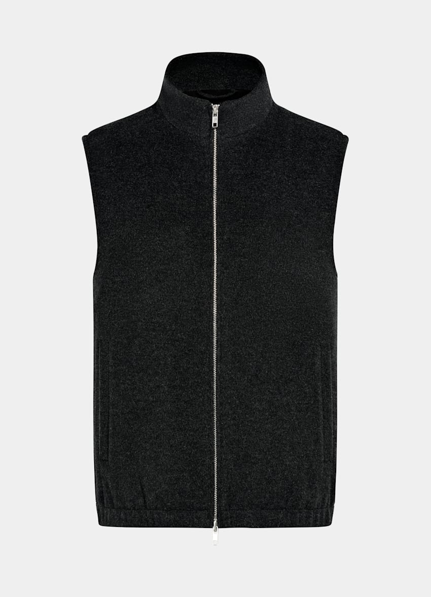 SUITSUPPLY Pure Wool Dark Grey Zip Vest