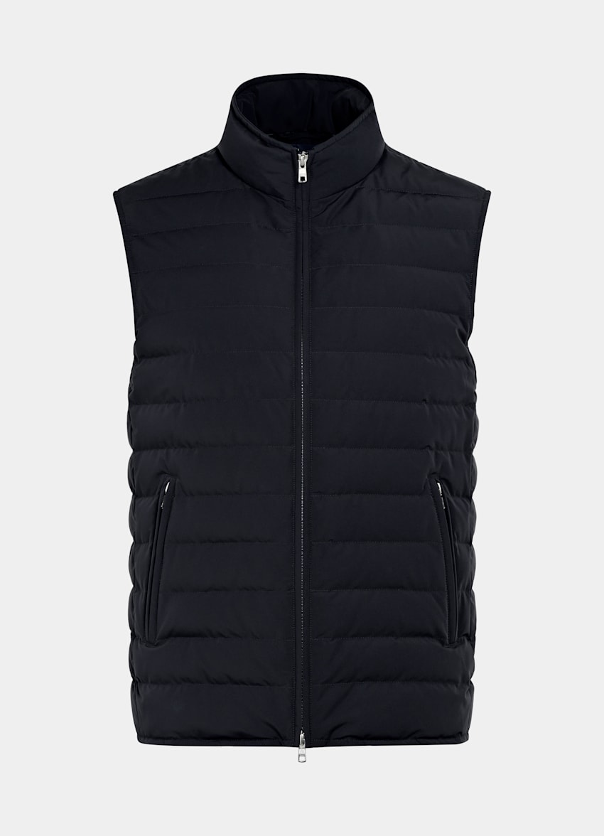 SUITSUPPLY Technical Fabric Navy Padded Down Zip Vest