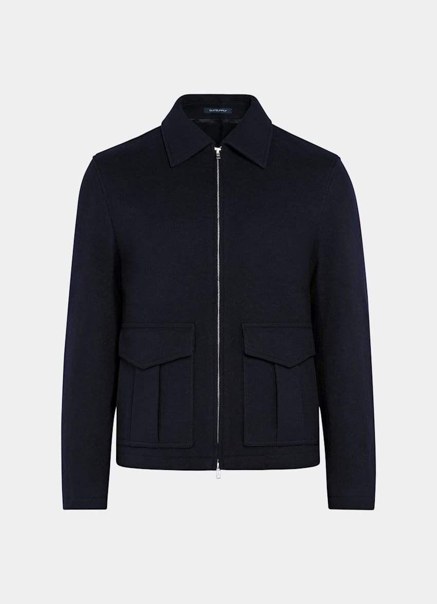 SUITSUPPLY Pure Wool Navy Bomber Jacket