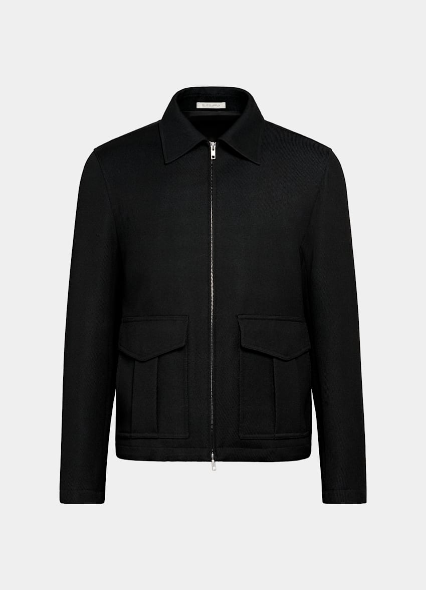 SUITSUPPLY Mezcla de lana de Ricciarini, Italia Chaqueta bomber negra