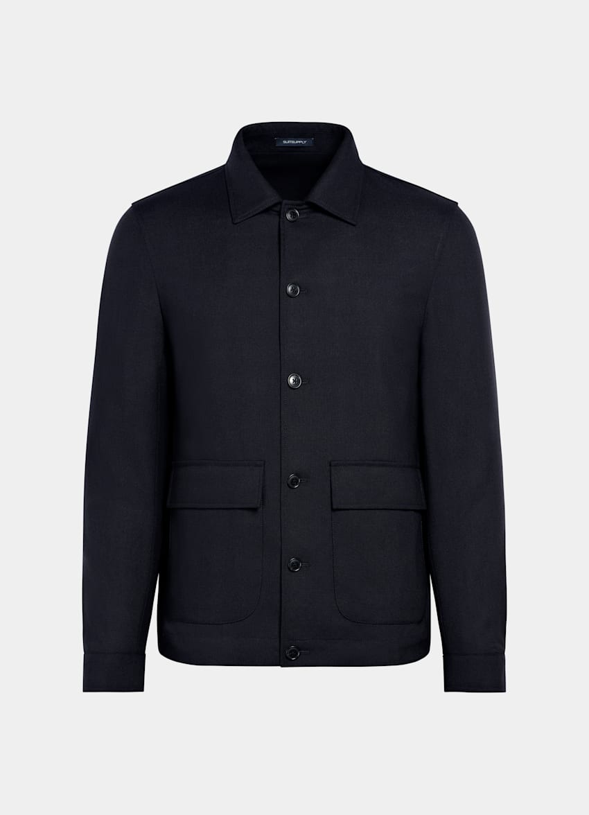 SUITSUPPLY Pure 4-Ply Traveller Wool by Rogna, Italy Navy Bomber Jacket