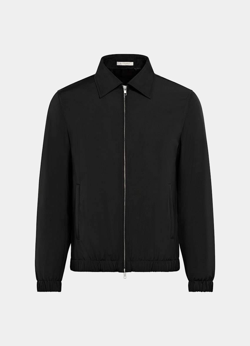 SUITSUPPLY Poliamid/wełna/jedwab od Lanificio Ermenegildo Zegna, Włochy Kurtka bomber czarna