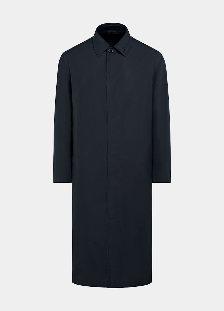 SUITSUPPLY Water-Repellent Technical Fabric by Lanificio Ermenegildo Zegna, Italy Navy Overcoat