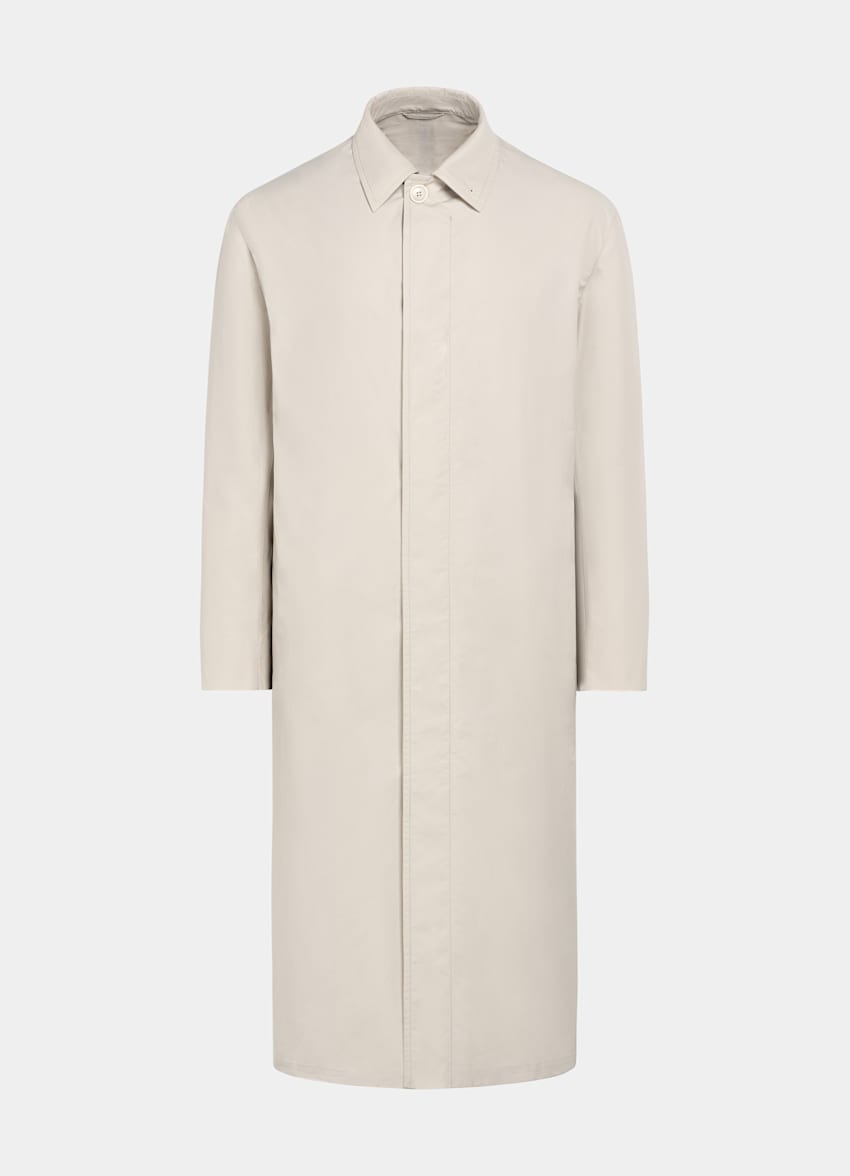 SUITSUPPLY Water-Repellent Technical Fabric by Lanificio Ermenegildo Zegna, Italy Sand Overcoat