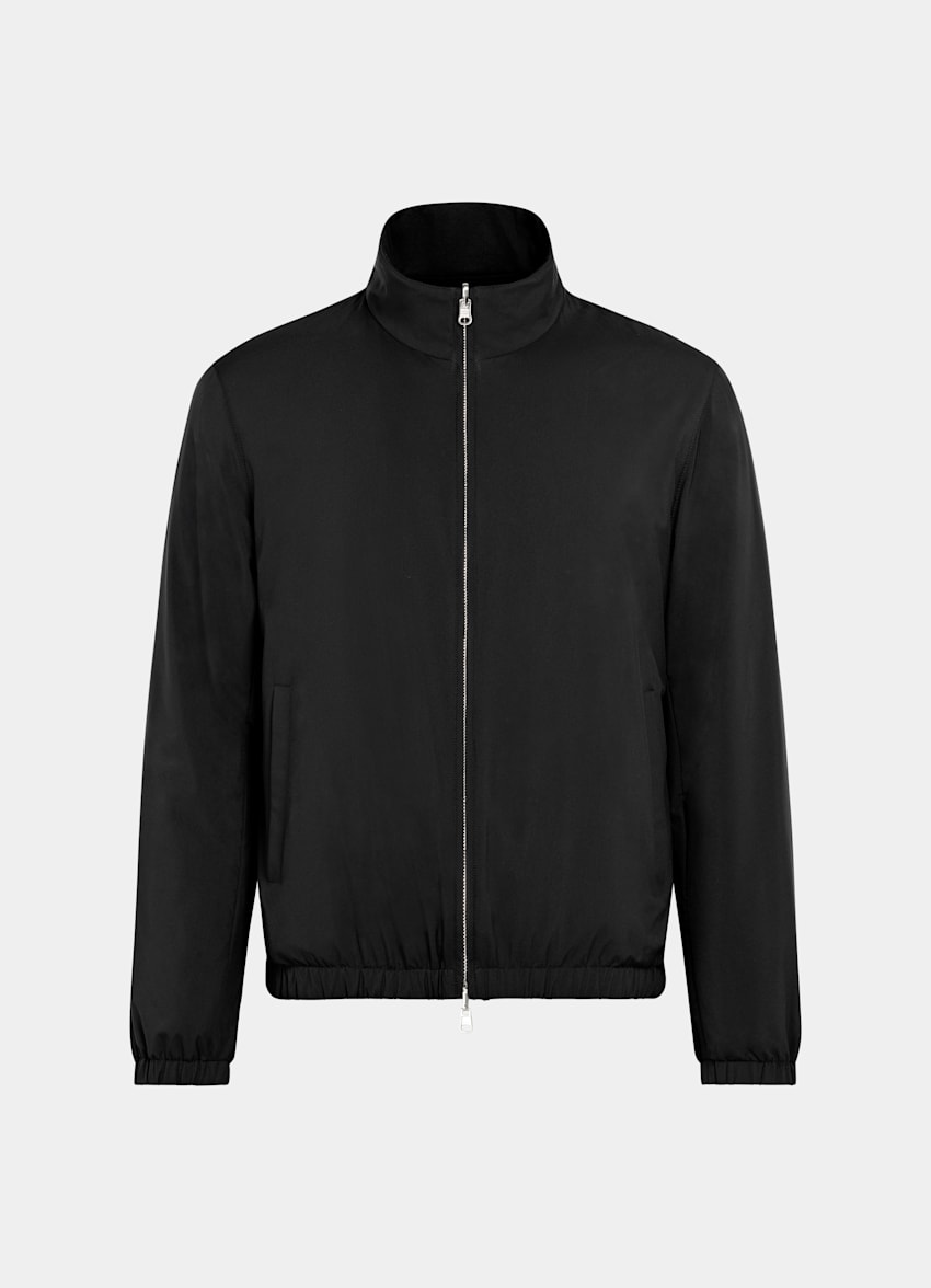 SUITSUPPLY Water-Repellent Technical Fabric by Olmetex, Italy Black Reversible Bomber Jacket