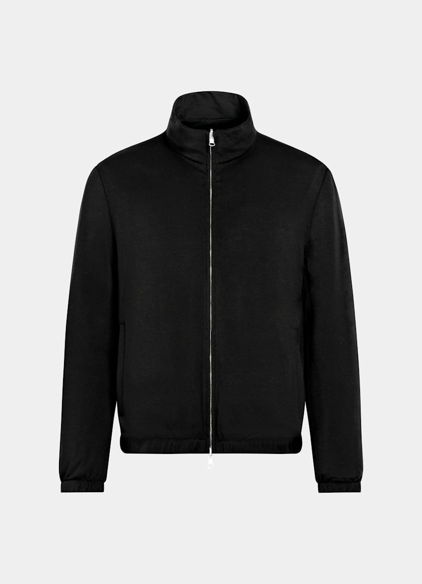 SUITSUPPLY Water-Repellent Technical Fabric by Olmetex, Italy Black Reversible Bomber Jacket