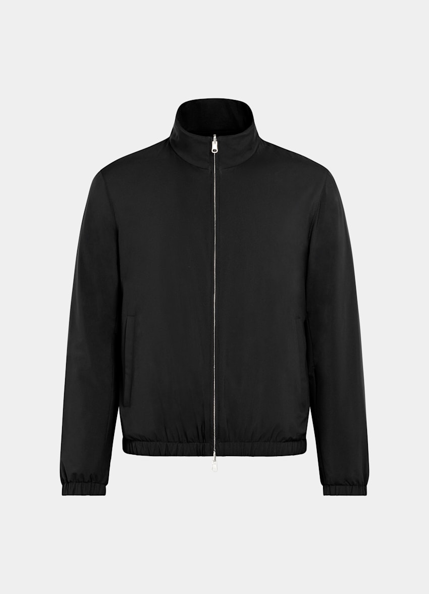 SUITSUPPLY Water-Repellent Technical Fabric Black Reversible Bomber Jacket