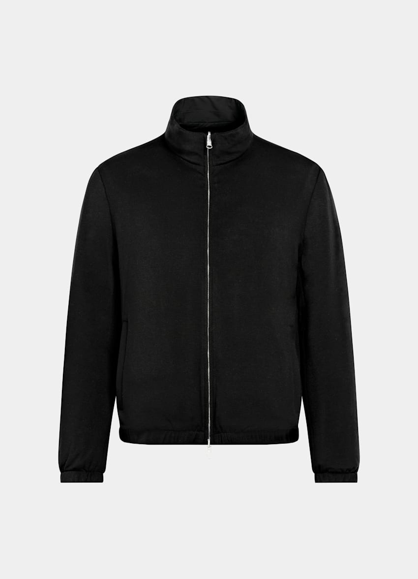 SUITSUPPLY Water-Repellent Technical Fabric Black Reversible Bomber Jacket