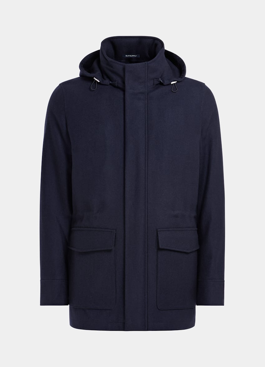 SUITSUPPLY Wool Cashmere by E.Thomas, Italy Navy Padded Parka