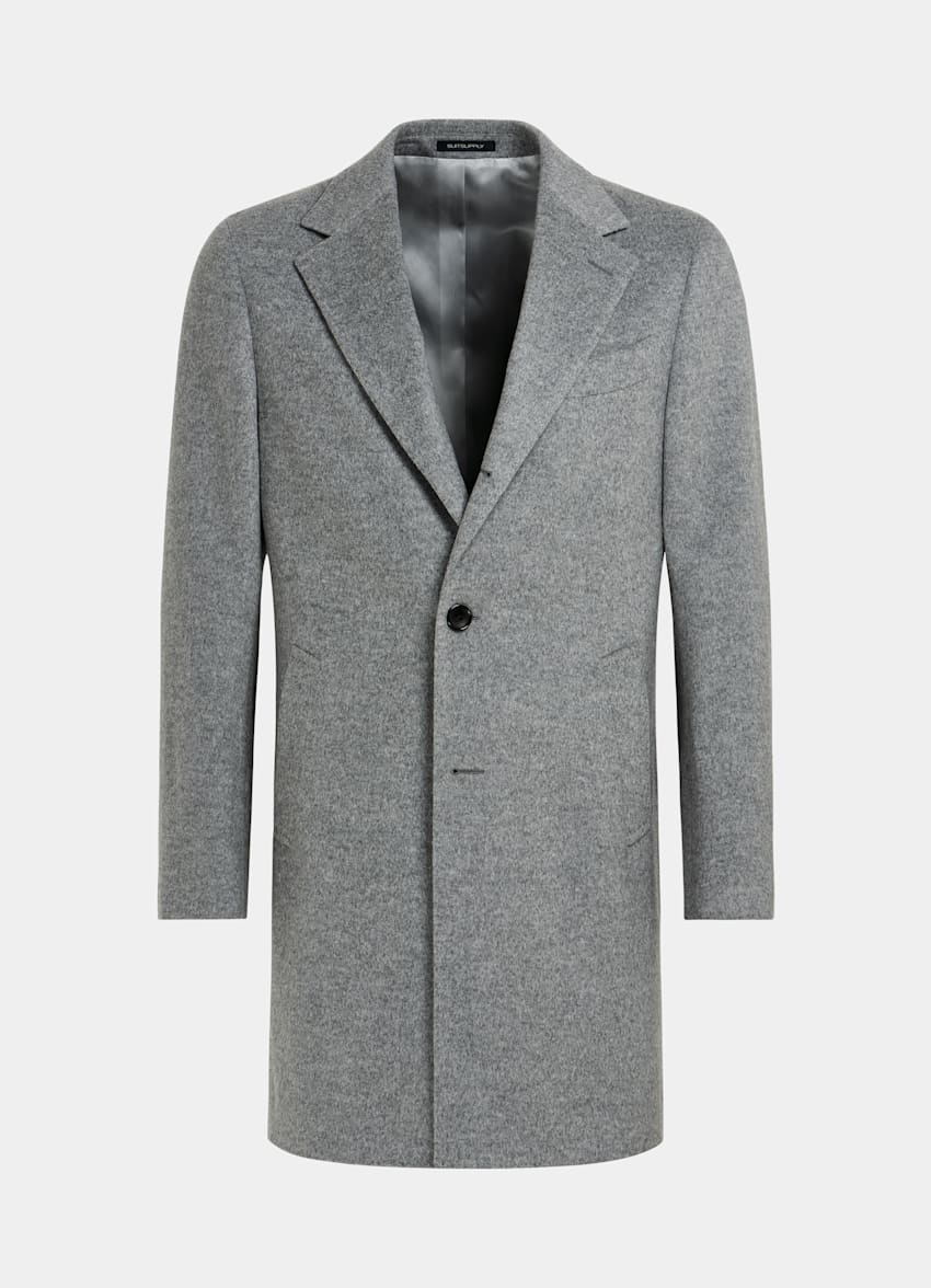 SUITSUPPLY Pure Wool Light Grey Overcoat