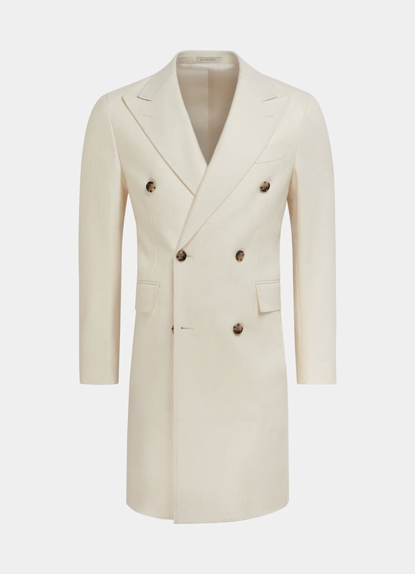 SUITSUPPLY Wool Cashmere by E.Thomas, Italy Off-White Overcoat