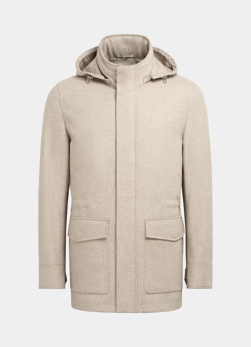 SUITSUPPLY Wool Cashmere by E.Thomas, Italy Light Brown Padded Parka