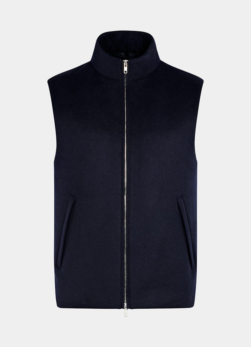 SUITSUPPLY Pure Cashmere by Colombo, Italy Navy Padded Zip Vest