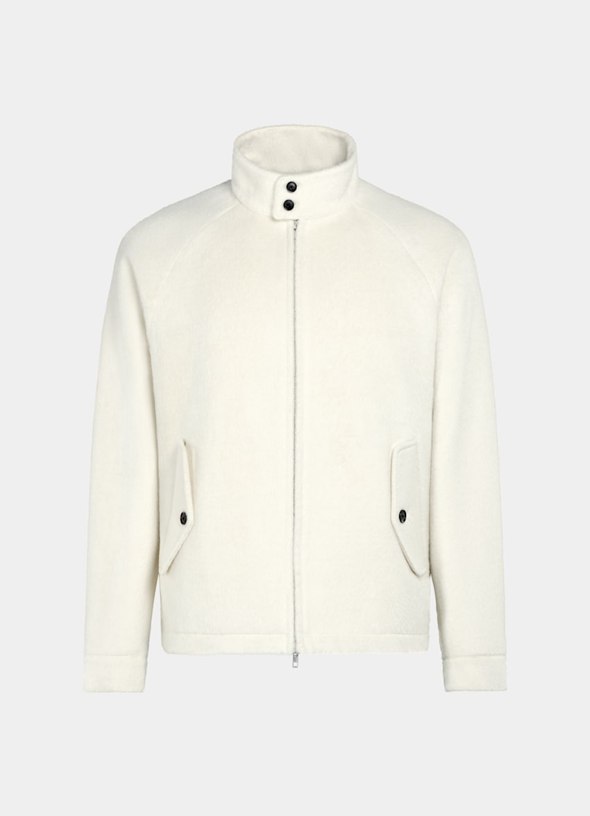 SUITSUPPLY Llama Wool - Piacenza, Italia Off-White Raglan Bomber Jacket