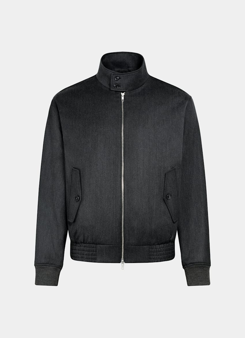 SUITSUPPLY Wool Cotton by Moon, United Kingdom Dark Grey Bomber Jacket