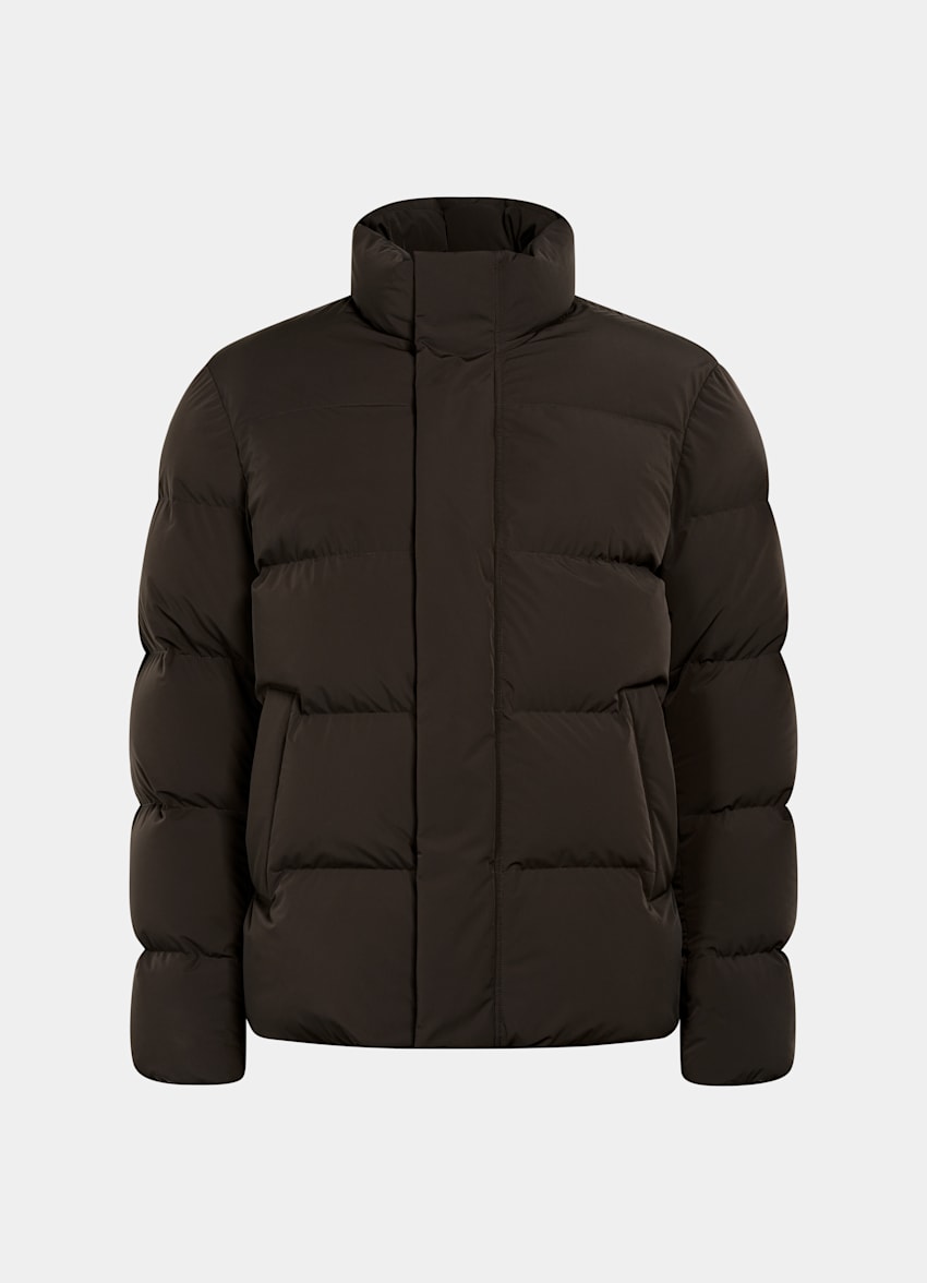SUITSUPPLY Technical Fabric Dark Brown Puffer Jacket