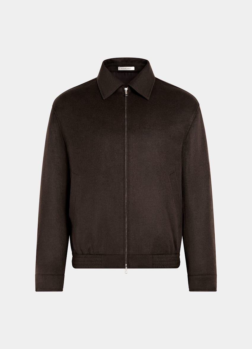 SUITSUPPLY Pure Wool Dark Brown Bomber Jacket