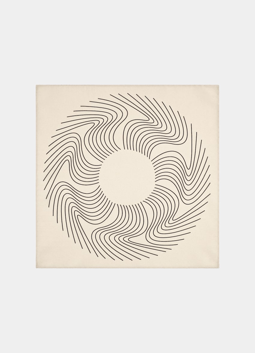 SUITSUPPLY Pure Silk Light Brown Graphic Pocket Square