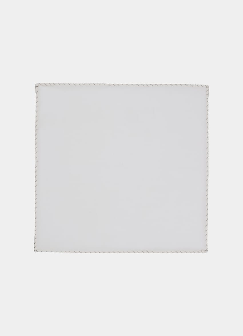 SUITSUPPLY 意大利 Magistri 生产的羊毛面料 白色缝边口袋巾