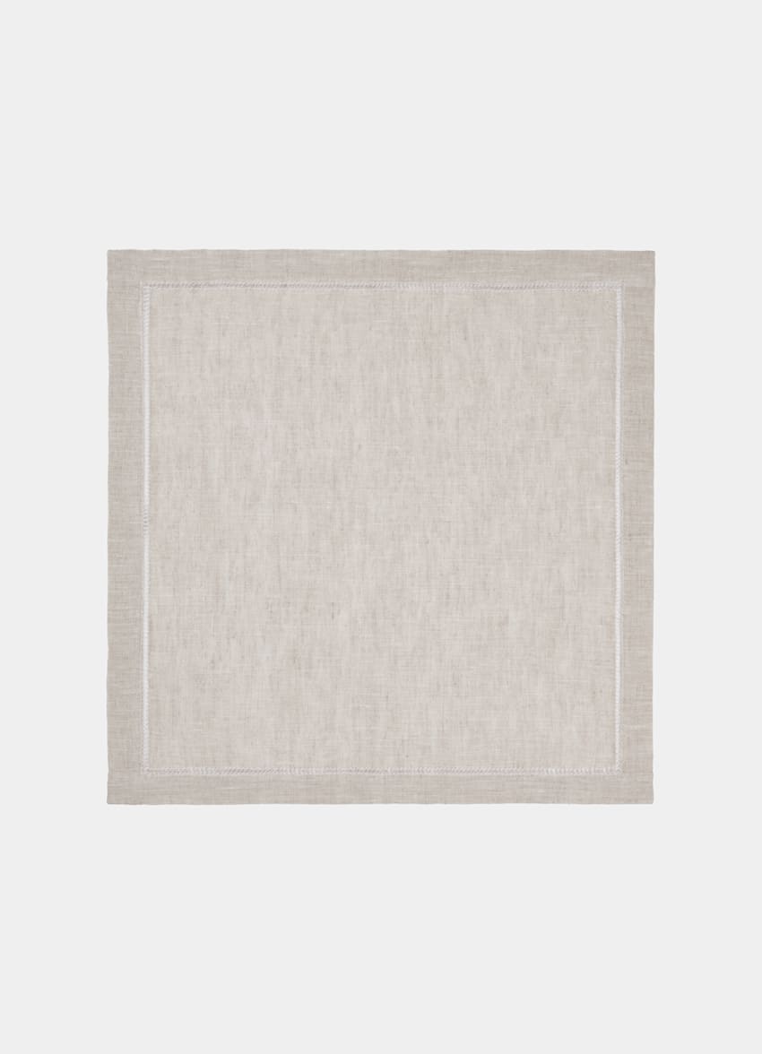 SUITSUPPLY Pure Linen by Silk Pro, Italy Light Brown Pocket Square