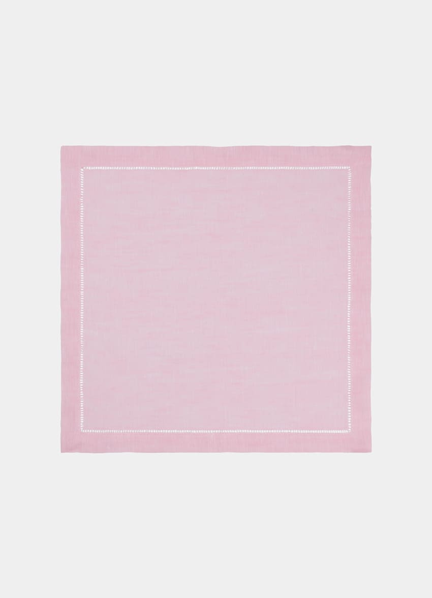 SUITSUPPLY Pure Linen by Silk Pro, Italy Pink Pocket Square