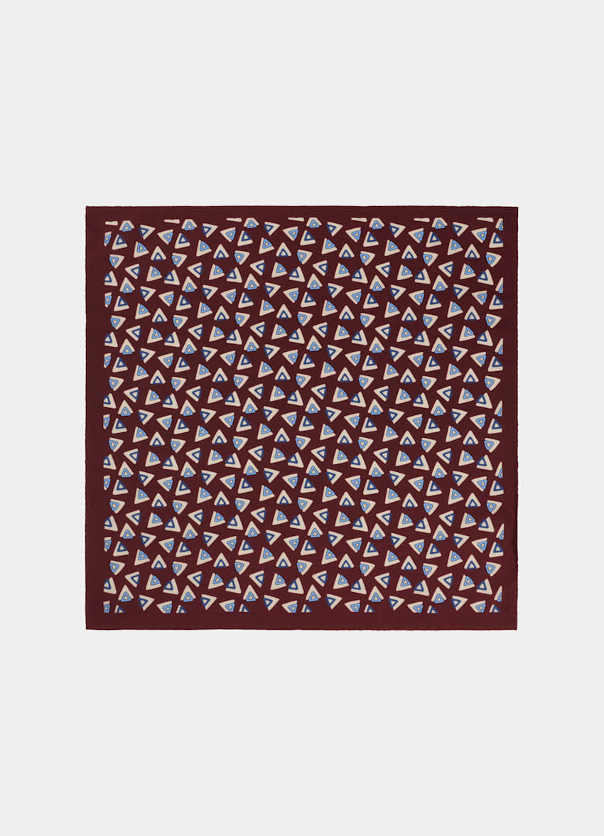 SUITSUPPLY Pure Silk by Silk Pro, Italy Red Graphic Pocket Square