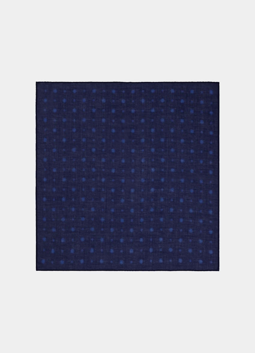 SUITSUPPLY Reine Baumwolle von Silk Pro, Italien Einstecktuch blau mit Grafik-Muster