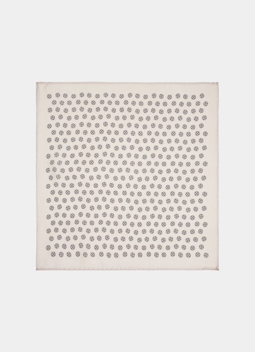 SUITSUPPLY Laine soie - Fermo Fossati, Italie Pochette marron clair motif graphique