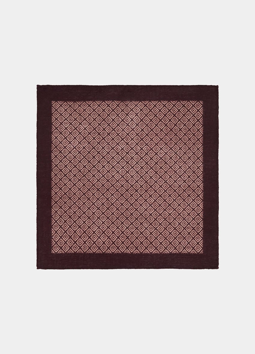 SUITSUPPLY Pura lana de Silk Pro, Italia Pañuelo de bolsillo burdeos motivo gráfico