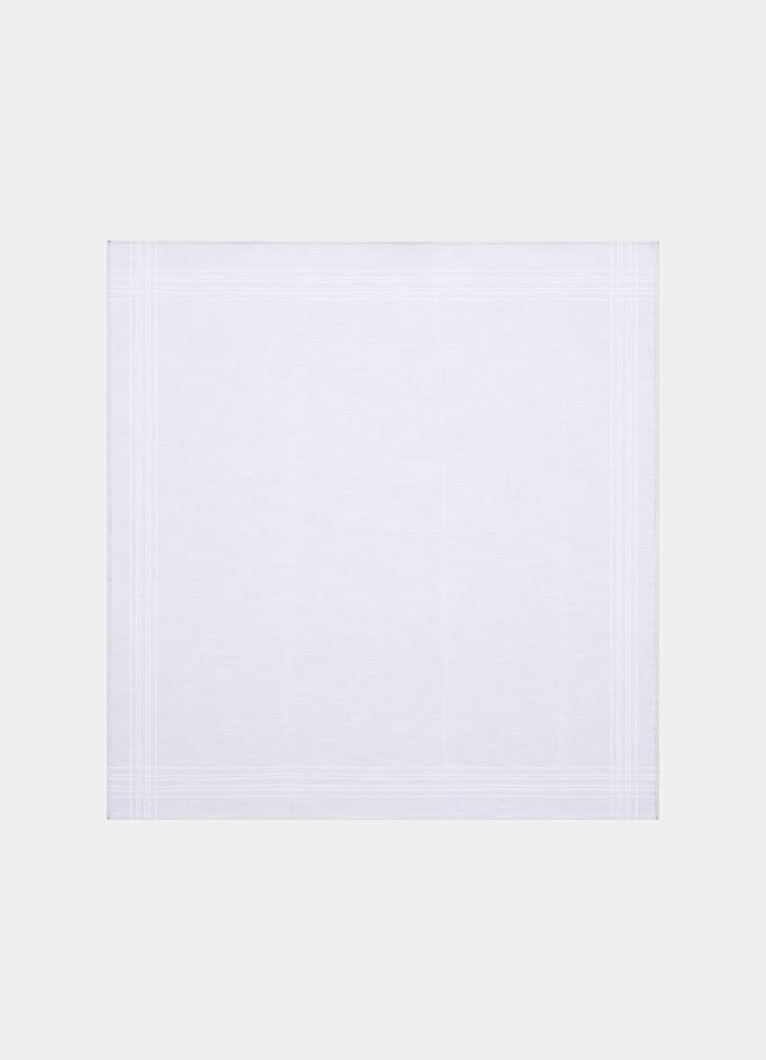 SUITSUPPLY Linen Cotton by Fermo Fossati, Italy White Pocket Square