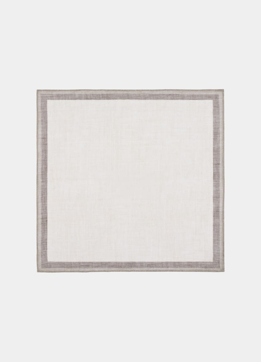 SUITSUPPLY Puro lino de Silk Pro, Italia Pañuelo de bolsillo color crudo