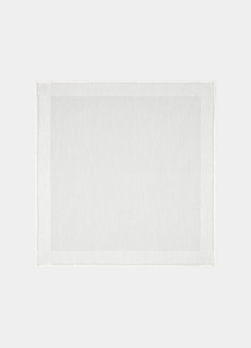 SUITSUPPLY Linen Silk by Canepa, Italy White Pocket Square