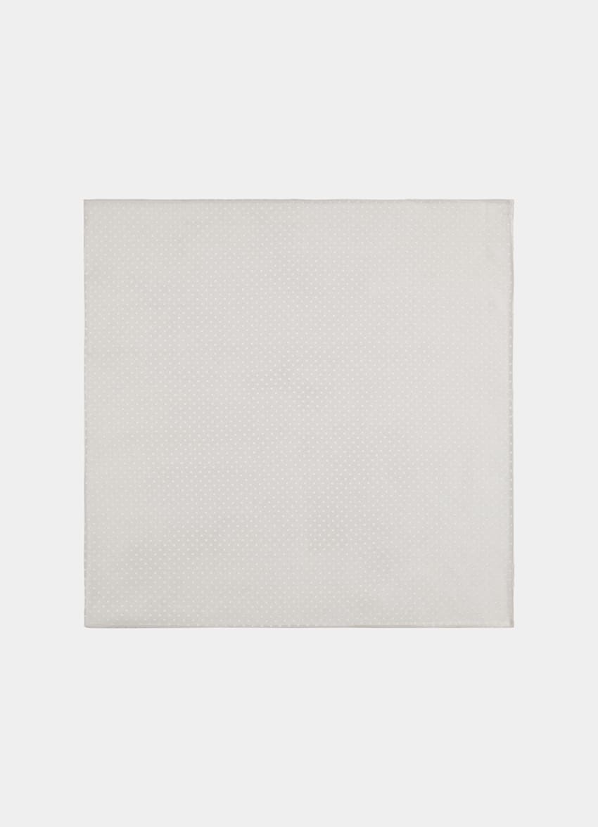 SUITSUPPLY Pure Silk White Dotted Pocket Square