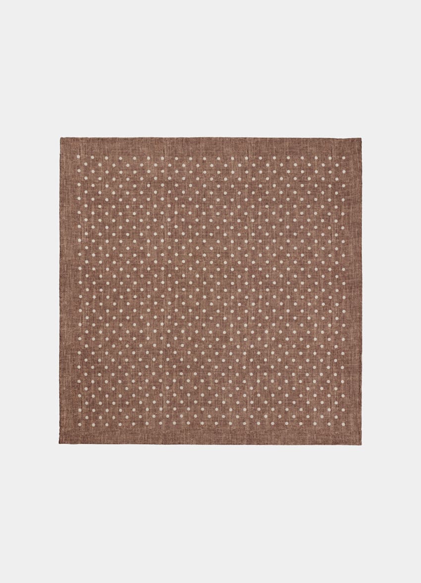SUITSUPPLY Silk by Bottinelli, Italy Brown Double-Sided Pocket Square
