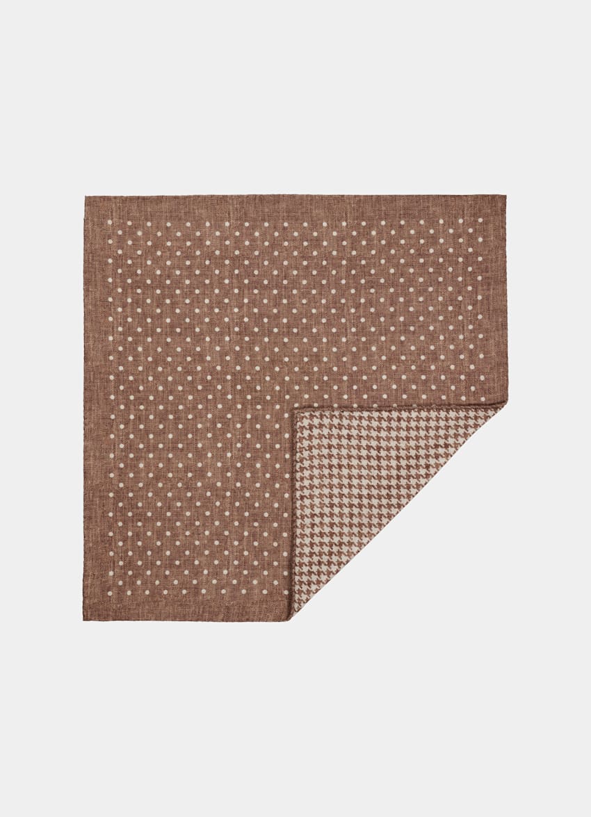 SUITSUPPLY Silk by Bottinelli, Italy Brown Double-Sided Pocket Square
